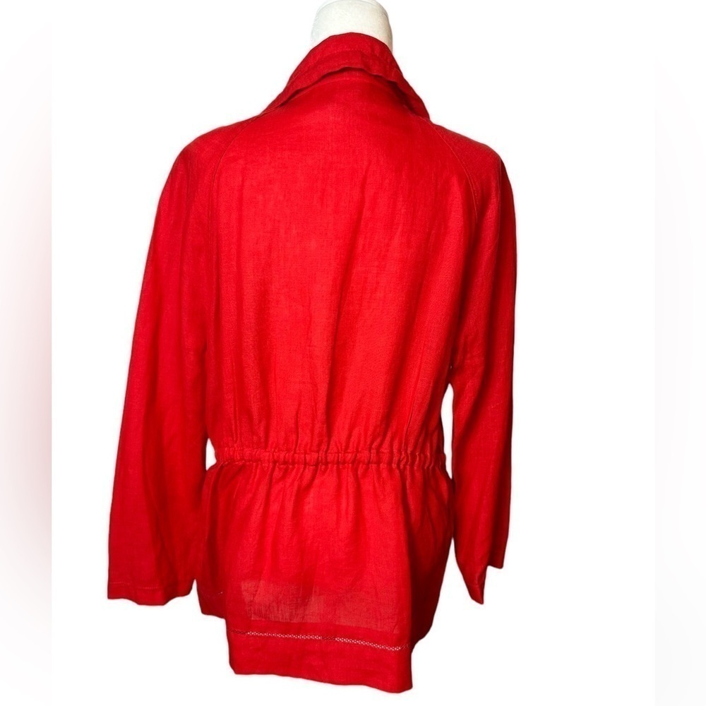 Escada Sport 100% Linen Red Jacket Coat Size EU 42 Large - Picture 4 of 16